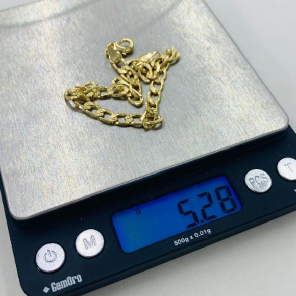 Gold Bracelet Cuban Link 8 inch for Mens Cuban Curb bracelet Pulsera Cuban Oro - Picture 8 of 8